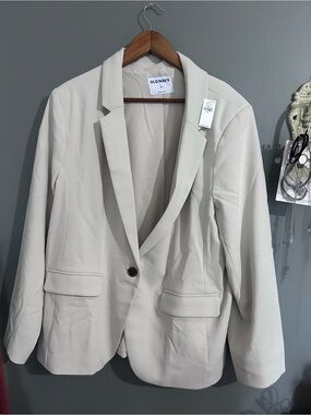 Old Navy Women's Light Cream Single-Button Blazer